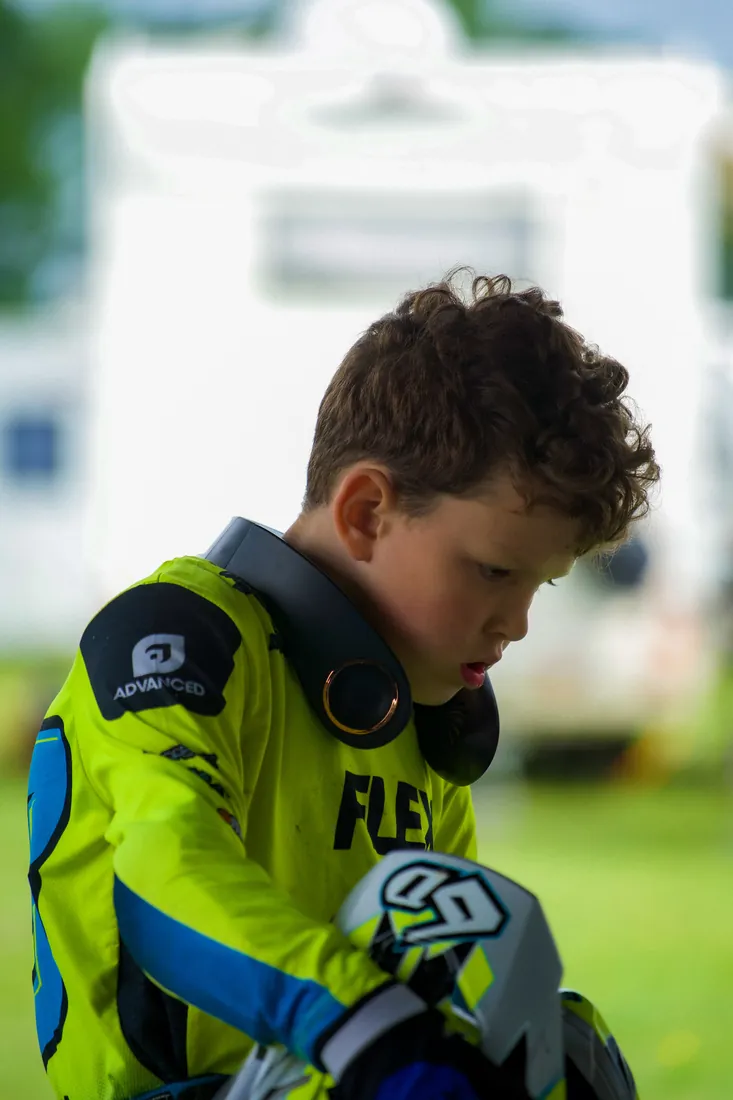 Henry Wilcox focused trackside before a race